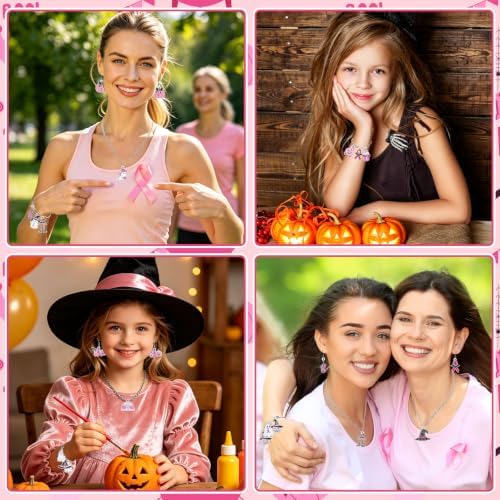 MARFOREVER 40 Pcs/20 Pairs Pink Halloween Breast Cancer Awareness Charms - Image 7