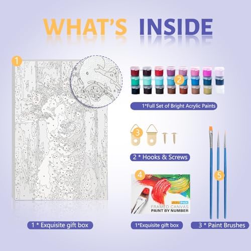 Framed Paint by Numbers Kit for Adults Beginner & Kids Ages 8-12, Lamb Paint by Numbers on Canvas with Frame, without Easel, DIY Number Painting for Adults Cute Animal for Home Decor Gift 8 x 12 Inch - Image 5