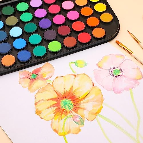 Artecho 48 Colors Watercolor Paint Set, 3 Brushes, 5 Packs - Image 4