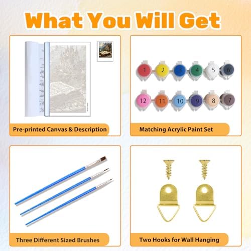 CRZMODE Book Paint by Numbers Kit for Adults, Book Paint by Numbers for Adults, Acrylic Painting Crafts for Home Decor Gift (16x16inch) - Image 4