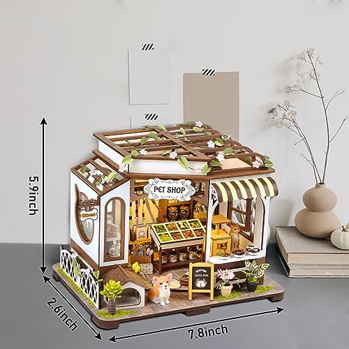 GuDoQi DIY Miniature House Kits, DIY Miniature Dollhouse Kit with Furniture, Tiny House Kits 1:24 Scale, Creative DIY Crafts for Adults, Christmas Day Birthday Gifts, Pet Shop - Image 2