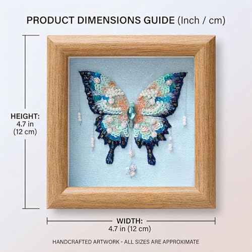 LKTEE Butterfly Bead Embroidery Kit, Hand Embroidery Starter Kit for Beginners Adults with Wooden Frame, Beaded Embroidery Kits DIY Craft Sewing Supplies for Gift Home Decoration (Blue) - Image 3
