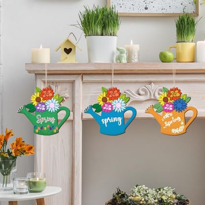 Large Size 7" Wooden Spring Ornaments to Paint, Flower Wooden DIY Blank Unfinished Round Wood Discs Ornament for Crafts Hanging Decorations(10PCS) - Image 6