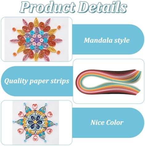 WEBEEDY 20 Sets Paper Quilling Kits for Beginners DIY Mandala Quilling Card Making Kits with 36 Colors Strips, 20 Cards, Paper Quilling Tools and Supplies Home Room Wall Art Decor Creative Gift - Image 3
