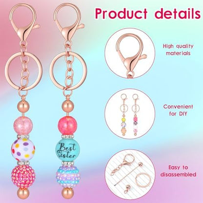 Sasylvia 60 Pcs Beadable Keychain Bars Bulk,Rose Gold - Image 3