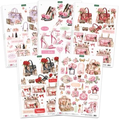 Katy Sue Rose Couture Die Cut Decoupage Card Making Kit with Embellishments. 10 Pre-Cut Sheets for 3D Card Toppers, Scrapbooking and Craft Projects - Image 2
