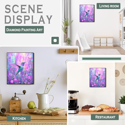 sdfkmlcdl Fantasy Hummingbird Diamond Art Kits for Adults, Surreal Blue Purple Flower Hummingbird Full Drill Diamond Painting Kits for Adults Beginners, Bird Lover Gifts, 9.8x11.8 Inch - Image 2