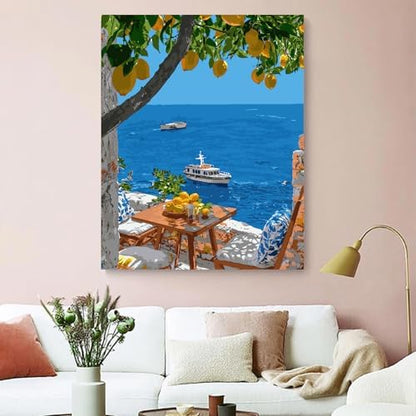 ZRIZQ Paint by Numbers Kit for Adults Beginner,Lemon Tree Sea,16x20 - Image 3