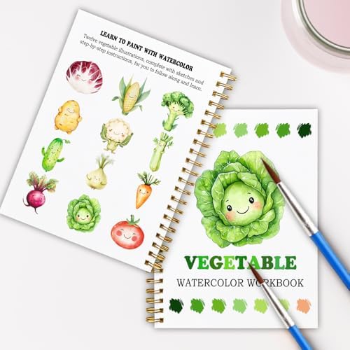12 Patterns Vegetable Watercolor Set, Fresh Harvest Garden Painting Book for Beginners, DIY Art Gift for Women and Adults, Stress Relief Watercolor Workbook, Farm to Table Art Kit - Image 6