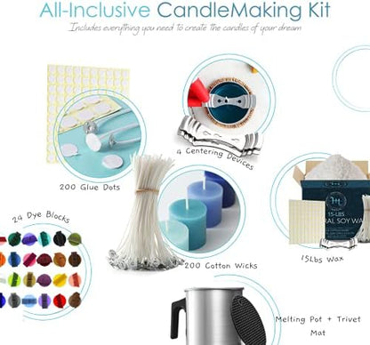 Hearth & Harbor DIY Candle Making Kit for Adults and Kids, Candle Making Supplies, 15Lbs. Soy Candle Wax Flakes, Soy Candle Kit Making, Premium Candle Making Set,White - Image 2