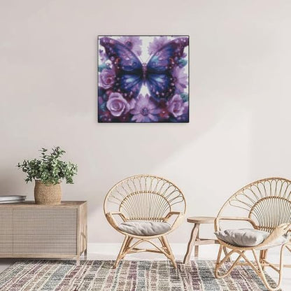 Butterfly Flower Stamped Cross Stitch Kits Flower Cross Stitch Patterns,Dimensions Cross Stitch Kits Embroidery Kit Arts and Crafts for Beginners 13.7x13.7 inches - Image 6