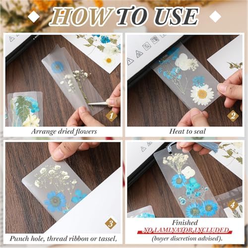 Fuyoooo 376 Pcs Pressed Flower Bookmark Kit,Blue,2 x 6 Inch - Image 4