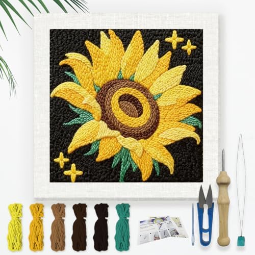 Doodlream Sunflower DIY Punch Needle Embroidery Kit for Adult Beginner by Doodlream
