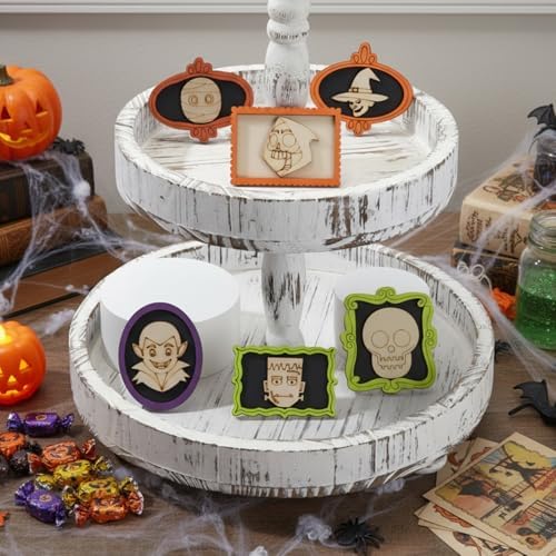 Weysat 18 Pcs Wooden Halloween Crafts for Adults DIY Frames Decorating Kits - Image 4