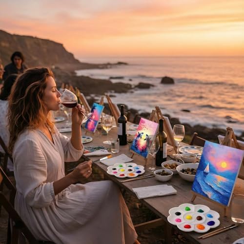 Cholemy 36 Pcs Paint and Sip Kit for Adults 8''x10'' Pre Drawn Canvas for Painting DIY Afro Acrylic Painting Kit Wood Easel Brushes Date Night Bulk for Mother's Day Party Gifts - Image 5
