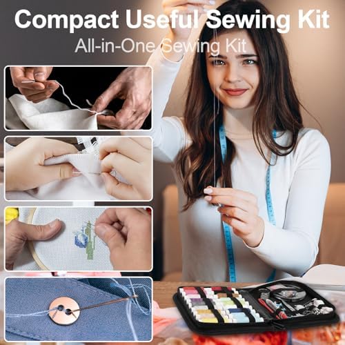 MIXCOOL Sewing Kit for Adults, Beginners, Needle and Thread Kit, Portable Sewing Supplies, Contains Thread, Scissor, Needles, (Grey, M) - Image 5