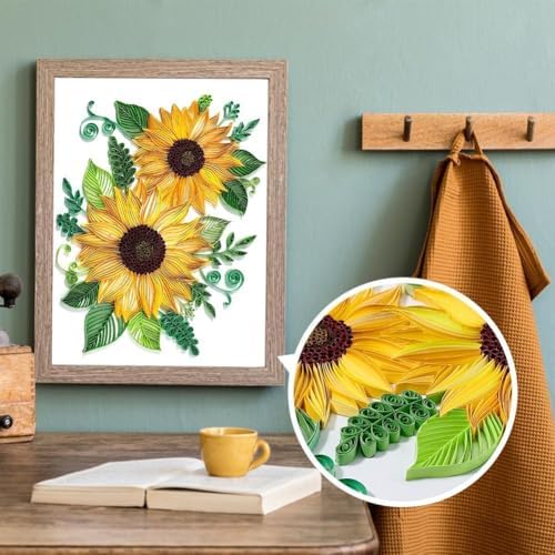PH PandaHall Paper Quilling Kit 360pcs Paper Quilling Strips Sunflower Quilling Pattern Template Board Quilling Patterns DIY Crafts Set for Beginner Adults 9.6x8.2in - Image 5