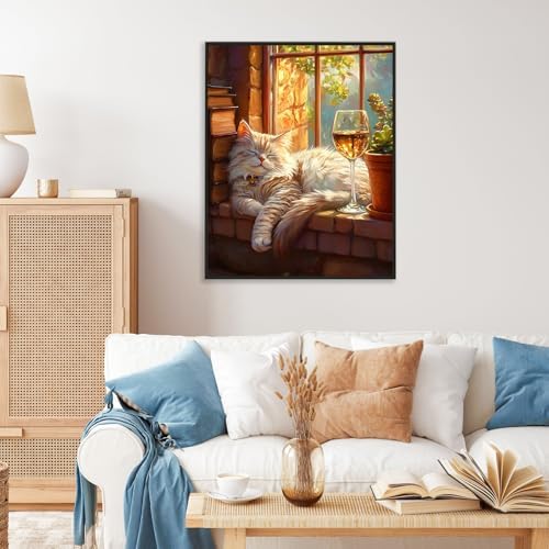 Paint by Numbers Kit for Adults, Sleeping Cat Number Painting Canvas Kit - Image 2