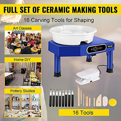 VEVOR Pottery Wheel, Pottery Forming Machine 9.8" LCD Touch Screen, 350W Ceramic Pottery Electric DIY Clay Sculpting Tools, Foot Pedal & Detachable ABS Basin for Adults and Beginners Art Craft - Image 7