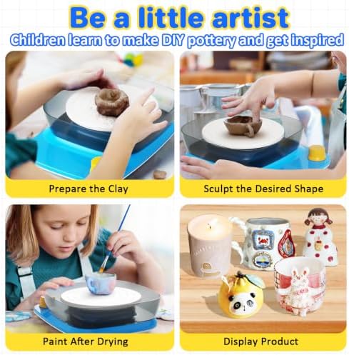 Innofans Pottery Wheel for Kids - Complete Pottery Kit & Tools for Beginners, Plug-in Rechargeable Battery, Upgraded Detachable Turntable Adjustable Speed, DIY Clay Maker for Kids 9-12 (Patented) - Image 6