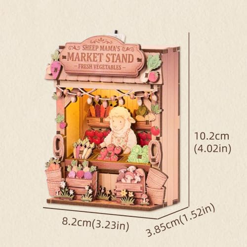 3D Puzzle DIY Fridge Magnet Kit - LED Miniature Market Stand,Sheep Veggies - Image 2