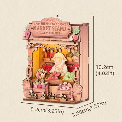 3D Puzzle DIY Fridge Magnet Kit - LED Miniature Market Stand,Sheep Veggies - Image 2