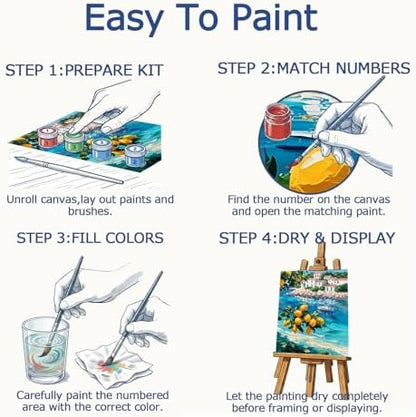 AuraDraw Lemon Paint by Number Kit for Adults, Lemon Tree Paint by Numbers for Adults, DIY Oil Painting Kits on Canvas for Home Decor (16x20inch) - Image 4