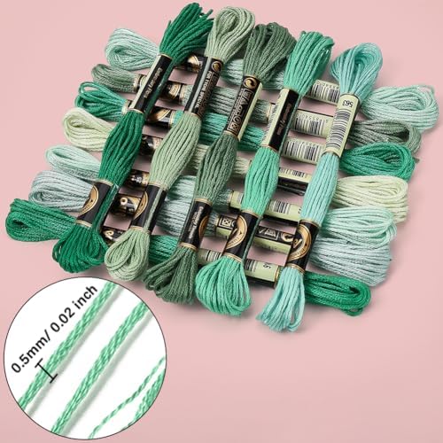 12 Skeins 105 Yards Green Embroidery Thread Floss for Hand Sewing - Image 6