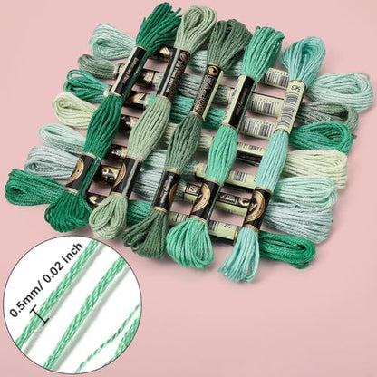 12 Skeins 105 Yards Green Embroidery Thread Floss for Hand Sewing - Image 6