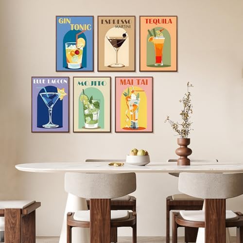 Yezavesu 6 Pack Paint by Numbers Kit for Adults Beginner 8x12 Inch, Cocktail Adult Paint by Number Kits on Canvas Without Frame, DIY Acrylic Cocktail Painting by Numbers for Home Wall Decor Gift - Image 2
