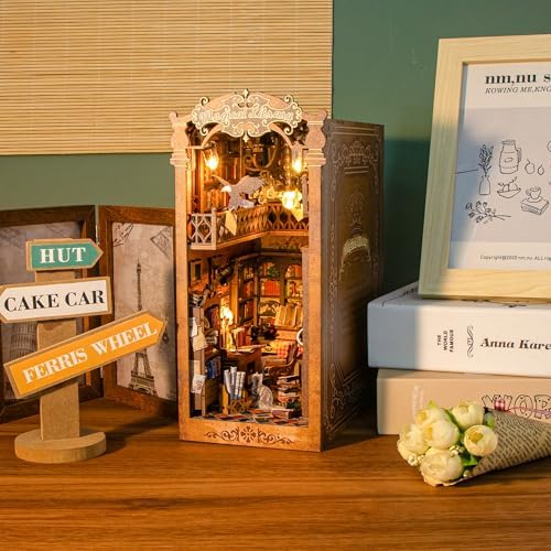 Book Nook Kit - Book Nook Miniature Kit for Adult and Teens, DIY Miniature House Kit with Led Light, Creativity Gifts for Family and Friends, Bookshelf Decor for Book Lovers Nook Kit - Image 3