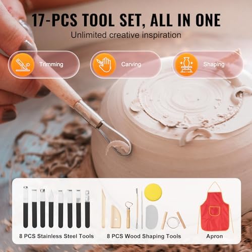 VEVOR 25CM Pottery Wheel for Adults Beginners, Direct Drive Ceramic Pottery Wheel with LCD Touch Screen Foot Pedal 50-300RPM Adjustable Speed, 350W Electric Wheel for Pottery Art Craft DIY, Pink - Image 7