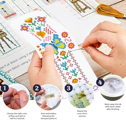 ORIGACH 6 Set Vintage Folk Floral Cross Stitch Bookmark Kit for Beginner - Image 4
