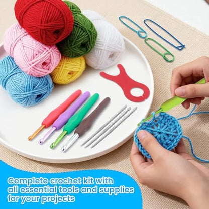 MECHEER Crochet Kit for Beginners, 67 Pcs Knitting Kits Crochet Set with Yarn, Ergonomic Crochet Hooks 0.6mm-6.0mm, Portable Crochet Starter Kit for Travel - Image 5