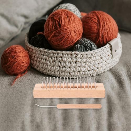 COHEALI Wooden Knitting Loom Kit with Crochet Hook Solid Beech Scarf Knitting Loom 6.29In Lightweight DIY Weaving Tool for Handmade Scarves and Crafts - Image 3