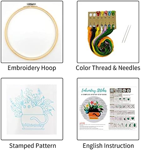 Louise Maelys Black Cat Embroidery Kit for Beginners Botanical Craft - Image 2