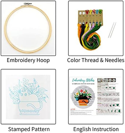 Louise Maelys Black Cat Embroidery Kit for Beginners Botanical Craft - Image 2