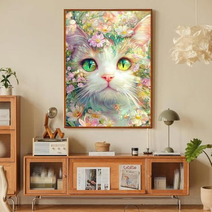Cat Floral Paint by Numbers Kit for Adults Framed Canvas, Frameworkless - Image 6