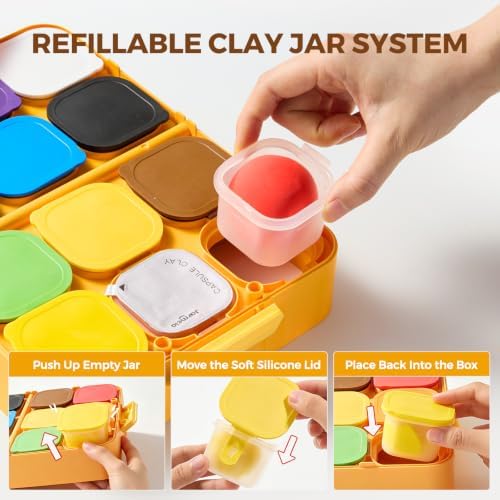 Jar Melo Air Dry Clay for Kids 12 Colors Modeling Clay Kit with Storage Box - Image 2