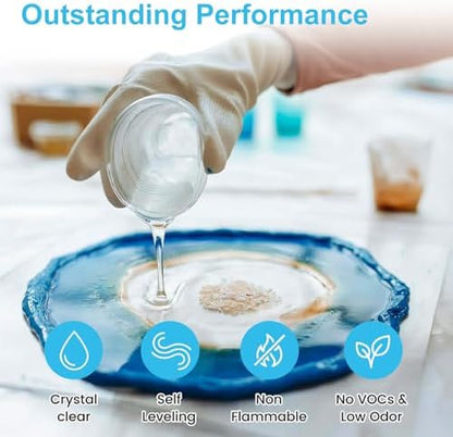 1 Gallon Epoxy Resin Kit – Self-Leveling, Bubble-Free, Non-Yellowing, High Gloss Finish–1:1 Mix Ratio for DIY Crafts, Table Tops, Coasters, Jewelry, Wood Furniture – Fast Curing & Beginner Friendly - Image 4