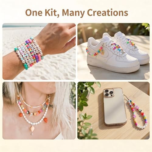 Glow in the Dark Letter Beads Kit for Jewelry Making, 31-Grid Organizer with 4x7mm Acrylic Alphabet Beads (1.5mm Hole), Includes Clay Heishi, Seed Beads, Metal Rings (Glow&Colorful) - Image 6