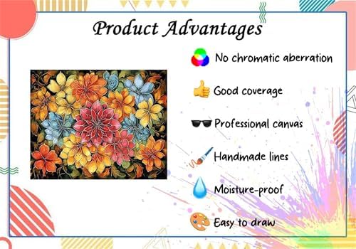 Flower Paint by Numbers Kit for Adults,Easy Adult Painting by Numbers for Beginner on Canvas,DIY Painting Kits for Home Wall Decor,Gifts (Flower3) - Image 5