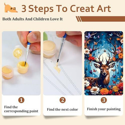 Reivworl Deer Paint by Numbers Kit for Adults Beginner 16×20 inch - Image 7