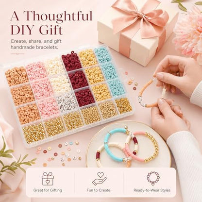 Believo Polymer Clay Beads Kit for DIY Jewelry – with Elastic Cord, Spacer Beads, Colorful Flat Heishi Beads – Ideal for Bracelet & Necklace Making (Macarons) - Image 7