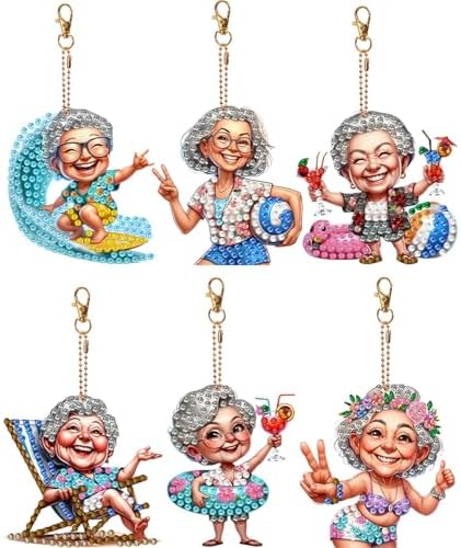 HuamuTech 5 Pcs/6 Pcs/8 Pcs Full Drill Keyring Special Shape Double Sided Diamond Art Keychain for Beginners Birthday Craftin by Unknown