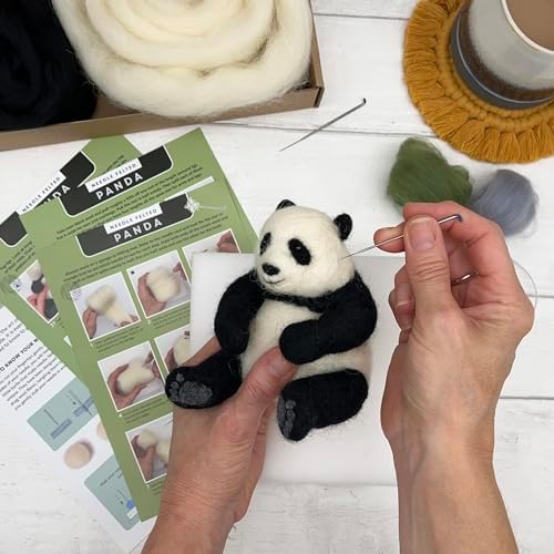 Bergin & Bath Needle Felting Kit, Panda. Make a Life-Like Panda with This Planet Friendly Craft kit for Adults and Teens. - Image 6