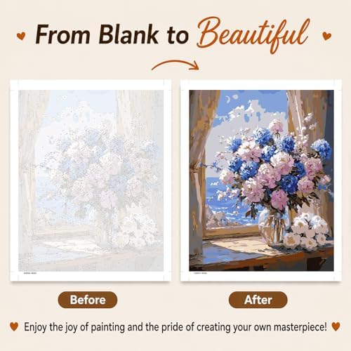 AUKELHJ Paint by Numbers Kit for Adults Beginner, Vase Flowers, 16X20 Inch - Image 4