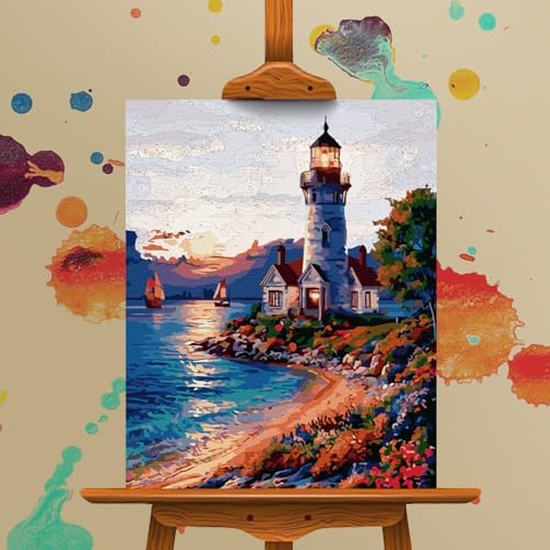 Paint by Numbers Kit for Adults Beginner, Coastal Lighthouse, 16x20 Inch - Image 4