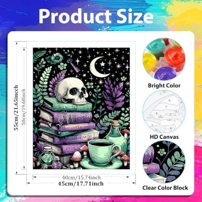 xcemhil Skeleton Paint by Numbers Kit for Adults Beginner, Skeleton Book Paint by Numbers for Adult, Acrylic Paint by Number Kits Suitable for Home Wall Art Decor Gifts 16x20 Inch - Image 3