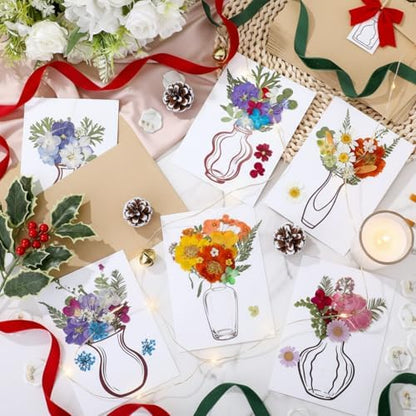 Dunzoom 30 Set DIY Cards Envelopes Dried Flowers Wax Seal Wedding Birthday - Image 6